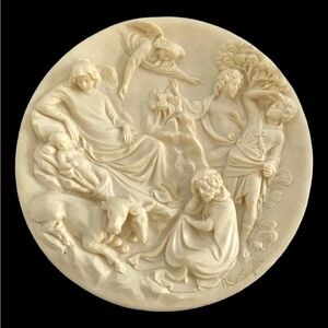 Studio Dante di Volteradici 1984 Alabaster Plate La Nativita #2 Ghiberti NIB